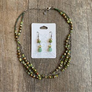 2 Set RARE Earrings&Necklace Green Freshwater Pearls, Jade, Aventurine, Sterling